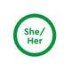 She/her pronoun badge