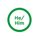 He/him pronoun badge