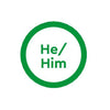 He/him pronoun badge